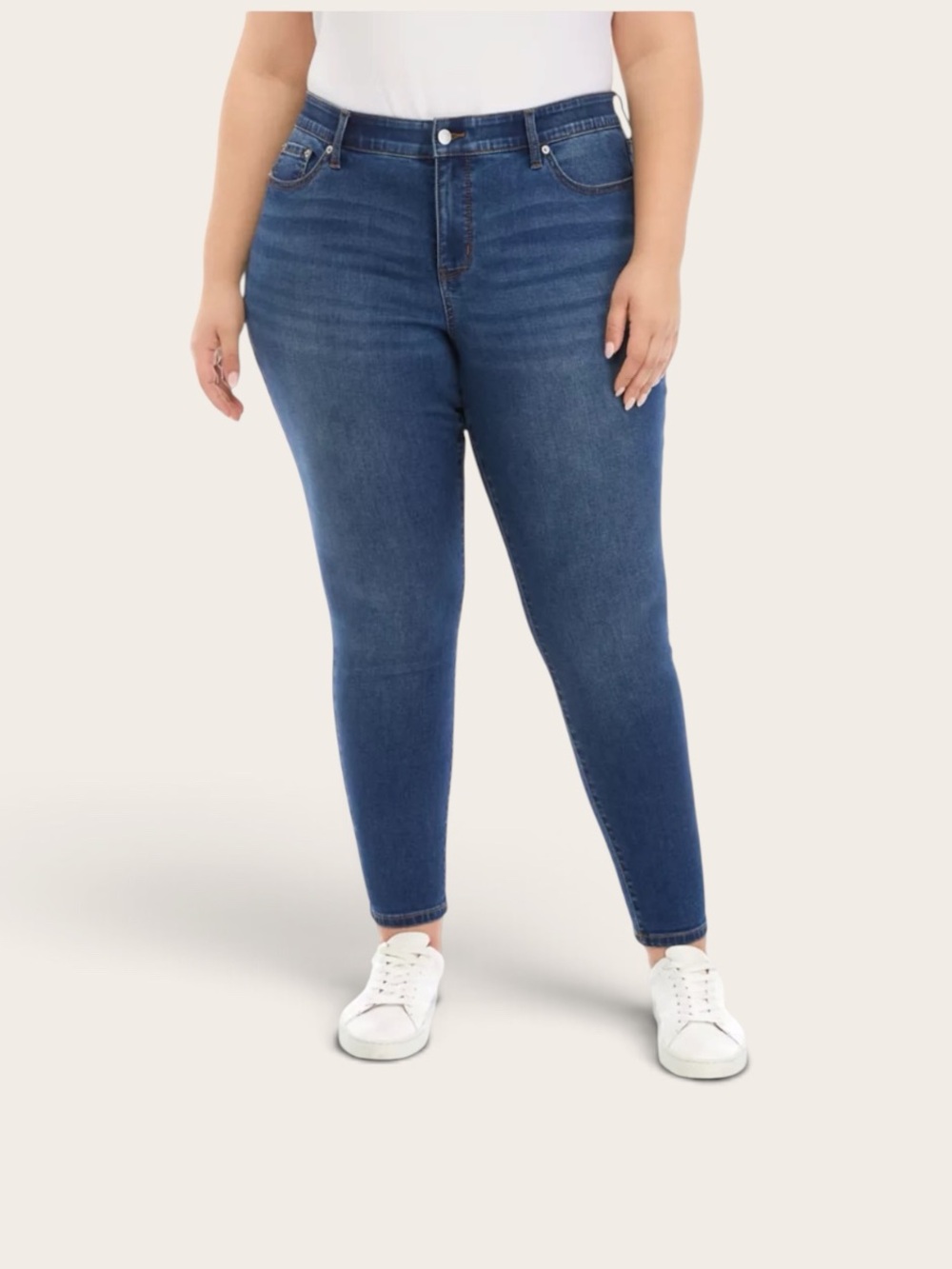 NWT Wonderly Plus Size 26W Jeans Curvy Mid Rise Skinny Blue Stretch Denim